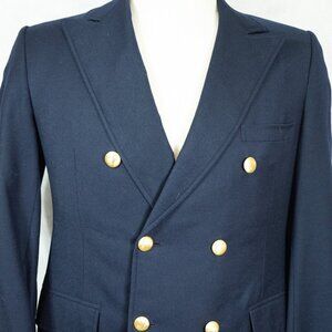 VINTAGE Hart Schaffner Marx Silver Trumpeter Double Breasted Navy Blazer 40R